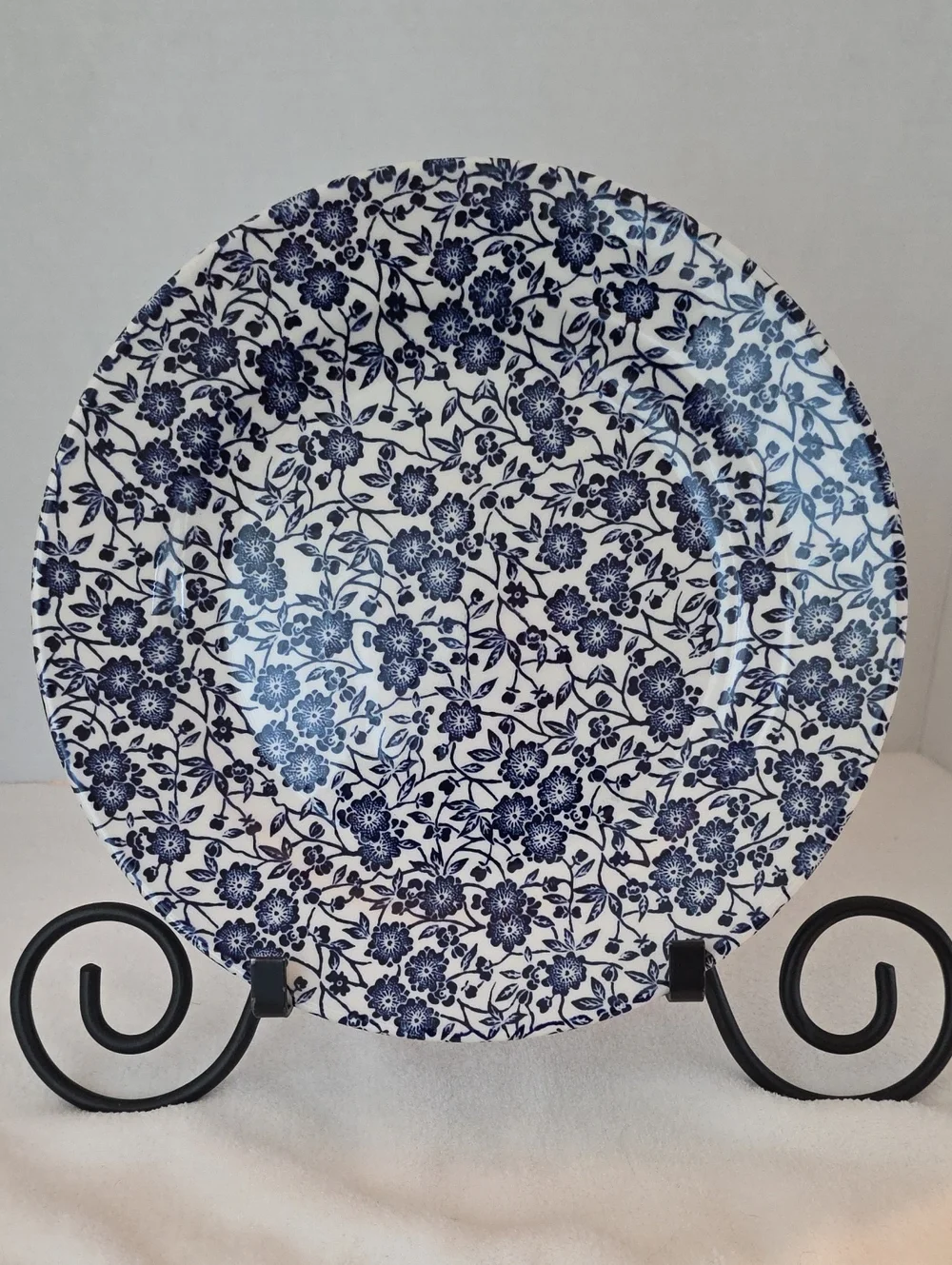 Queen's White Navy Floral Elegant Ceramic Dinner Plate Made in England